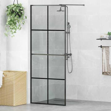 vidaXL Inloop Douche Wand Zwart 80 x 195 cm gehard glas, Verzenden, Nieuw
