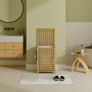 Wasmand Jystiand bamboe met waszak 62x45x45 cm naturel 79 L, Verzenden, Nieuw