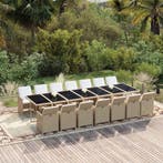 vidaXL 15-delige Tuinset met kussens poly rattan beige, 4 zitplaatsen, Nieuw, Tuinset, Verzenden
