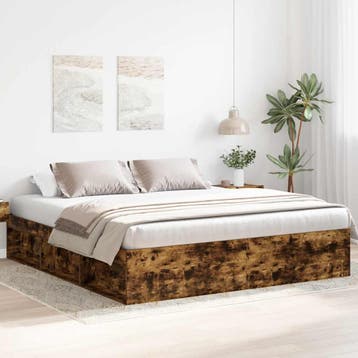 vidaXL Bedframe gerookt eikenkleurig 180x200 cm Super King, Huis en Inrichting, Slaapkamer | Bedden, Eenpersoons, Bruin, Verzenden