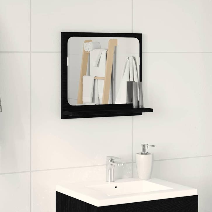 vidaXL Badkamerspiegel Zwart Eiken 40x10,5x37 cm Bewerkt, Huis en Inrichting, Tafels | Kaptafels, Nieuw, Verzenden
