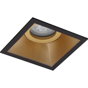 GU10 Inbouwspot Set - Mat Zwart/Goud - Inbouw Vierkant -, Metaal of Aluminium, Nieuw, Ophalen of Verzenden, Led