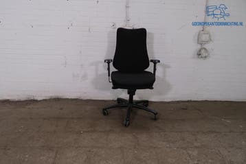 Tweedehands Bureaustoel Zwart Neigmechaniek Armleuningen, Verzenden, Gebruikt, Bureaustoel