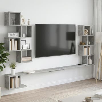 vidaXL Vaste TV Plank Betongrijs 200 x 15 x 94 cm Bewerkt, Verzenden, Nieuw