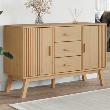 vidaXL Dressoir OLDEN 114x43x73,5 cm massief grenenhout, Huis en Inrichting, 100 tot 150 cm, Verzenden, Nieuw, Grenenhout