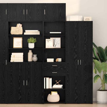 vidaXL Highboard Zwart Eiken 50 x 42,5 x 225 cm Bewerkt hout, Minder dan 50 cm, Nieuw, Overige houtsoorten, Verzenden