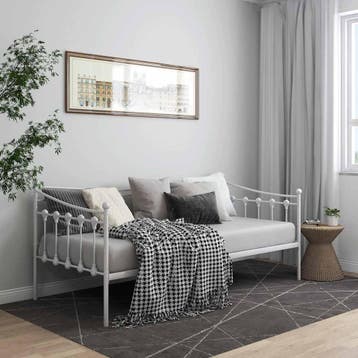 vidaXL Slaapbank metaal wit 90x200 cm, 90 cm, Eenpersoons, Verzenden, Wit