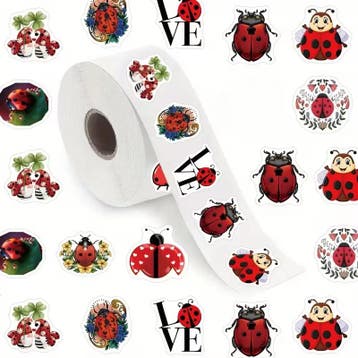 Sluitstickers lieveheersbeestje rond etiket 2,5 cm rol 500, Ophalen of Verzenden, Nieuw