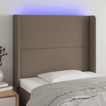 vidaXL Hoofdbord LED 93x16x118/128 cm stof taupe, Verzenden, Nieuw, Stof