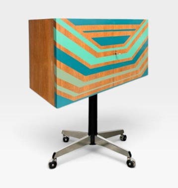 Kast op een standaard - Hout, Metaal - Vintage commode op, Antiek en Kunst
