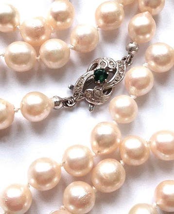 Kralensnoer 18 kt witgoud - Akoya parels - natuurlijke, Sieraden, Tassen en Uiterlijk