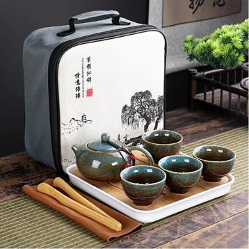 Draagbare Kung Fu Theeset met Reistas – Theepot en 4 Kopjes, Verzenden, Nieuw