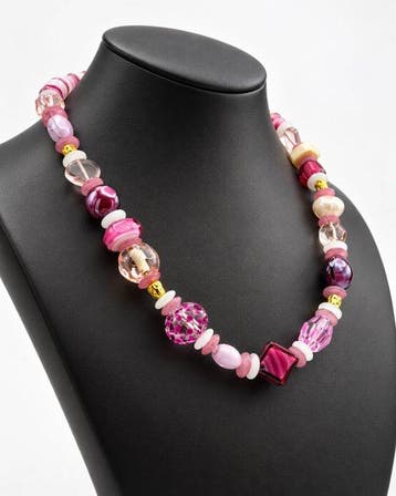 Staal, Murano-glas - Halsketting - Vetro di Murano roept op