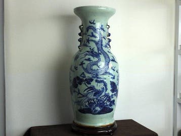 Chinese vaas met draak en feniks circa 19e eeuw - Porselein, Antiek en Kunst