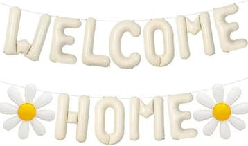 Welcome Home ballonnen slinger met 2 bloemen, Hobby en Vrije tijd, Ophalen of Verzenden, Nieuw, Overige