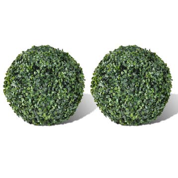 vidaXL Kunstplanten buxusbol 2 st 27 cm, Verzenden, Nieuw