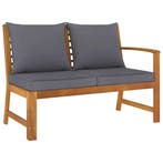 vidaXL Tuinbank met donkergrijs kussen 114,5 cm massief, Verzenden, Nieuw, Textileen