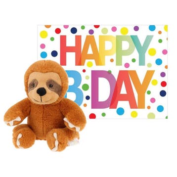 Luiaard knuffel - pluche - 14 cm - met wenskaart - cadeau, Kinderen en Baby's, Verzenden, Nieuw
