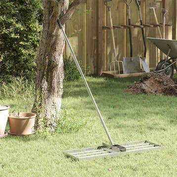 vidaXL Tuin Egalisatie Hark Zilver 75 x 25 x 6 cm Roestvrij, Tuin en Terras, Verzenden, Nieuw