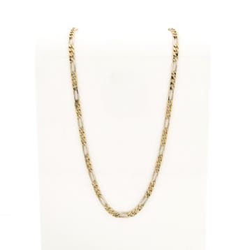 Bicolor gouden figaro schakelketting, Ophalen of Verzenden, Gebruikt, Goud, Goud
