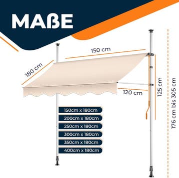 Klemluifel - Balkon luifel - Verticale luifel - 400 cm - Bei, Tuin en Terras, Zonneschermen, Verzenden, Zo goed als nieuw