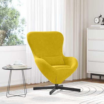 vidaXL Eivormige stoel Geel 63 x 73 x 90 cm Fluweel, Huis en Inrichting, Fauteuils, Verzenden, Nieuw