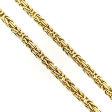 Gouden vierkante koningsketting, Sieraden, Tassen en Uiterlijk, Ophalen of Verzenden, Gebruikt, Goud, Goud