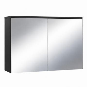 Spiegelkast Toledo 80 x 20 x 60 cm Mat zwart Badkamerkast, Huis en Inrichting, Verzenden, Nieuw, Spiegelkast