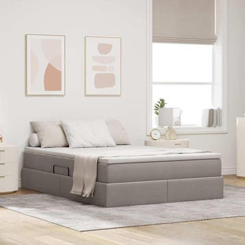 vidaXL Opslag bed met matras met opslag Taupe 140 x 200 cm, Verzenden, Nieuw