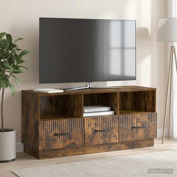 vidaXL TV-kast met lade Gerookt eiken 102 x 34,5 x 47 cm, Minder dan 50 cm, Verzenden, Nieuw, Minder dan 100 cm