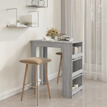 vidaXL Bartafel met opbergrek 102x50x103,5 cm hout grijs, Verzenden, Nieuw