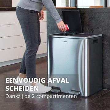 2dekans | Homra QUICKX Duo - Prullenbak - Afvalscheiding - 2, Huis en Inrichting, Ophalen of Verzenden, Zo goed als nieuw