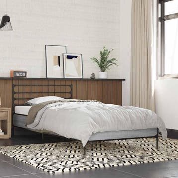 vidaXL Bedframe bewerkt hout en metaal grijs sonoma eiken, 100 cm, Eenpersoons, Verzenden, Nieuw