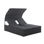 Polyrotan Loungebed / Ligbed Syros - Zwart - 2 personen - In, Verzenden, Nieuw