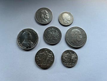 Duitsland, keizerrijk Lot of 7 coins, incl. Siegestaler, Postzegels en Munten, Munten | Europa | Niet-Euromunten
