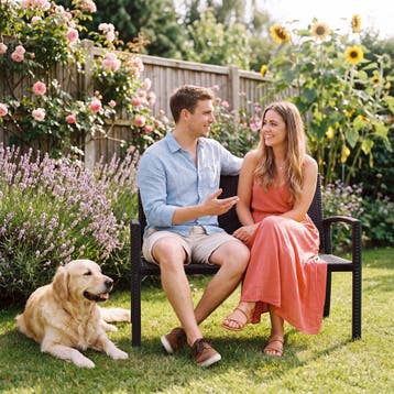 wicker tuinbank Murat 2-zits, weerbestendig, 250 kg - zwart, Verzenden, Nieuw