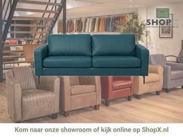 Leren bank Match - 3 zits - Toledo Turquoise (blauw) -, Nieuw, Ophalen of Verzenden, Rechte bank, Modern