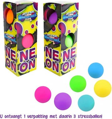Neon knijpballen - Fidget toys stressbal voor de hand - 3, Ophalen of Verzenden, Zo goed als nieuw