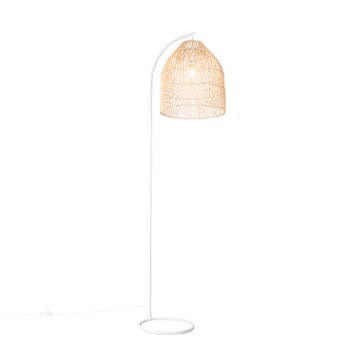 Landelijke vloerlamp wit met rotan - Sam, Huis en Inrichting, Lampen | Vloerlampen, Verzenden, Nieuw, Landelijk