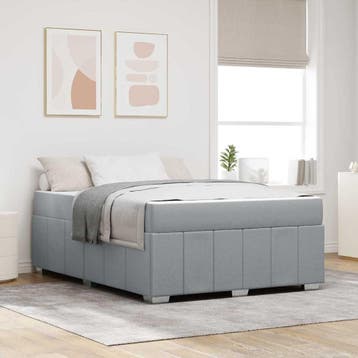vidaXL Bedframe met matras Lichtgrijs 140 x 200 cm Stof, Verzenden, Nieuw, Grijs, Stof