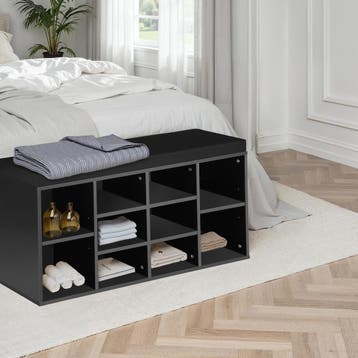 Schoenenkast met zitkussen 103,5x48x30cm - zwart, Huis en Inrichting, Verzenden, Nieuw