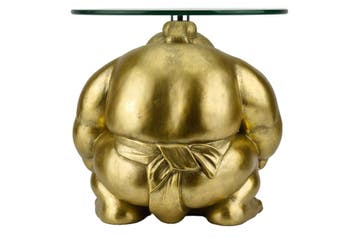 Bijzettafel SUMO 30 cm rond glas goud - 48013, Ophalen of Verzenden, Nieuw