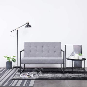 vidaXL Tweezitsbank met armleuningen staal en stof, Verzenden, Minder dan 150 cm, Stof, Nieuw