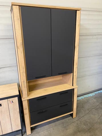 Bergkast tweedelig, beach oak (nieuw, outlet), Nieuw, Met lade(s)