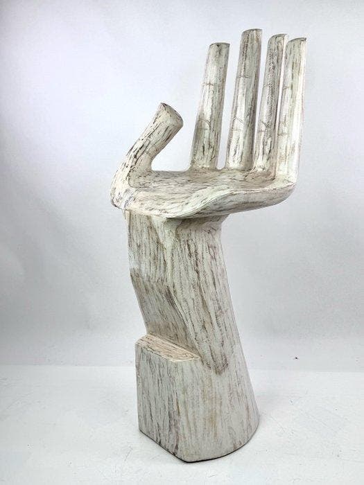 Kruk - Teak - De vorm van de hand, Antiek en Kunst, Kunst | Designobjecten