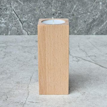 HOCHO Beukenhouten Waxinelichthouder – 50x50x120 mm – Na, Ophalen of Verzenden, Nieuw