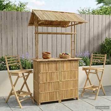vidaXL Buiten Bartafel Naturel 115 x 95 x 214 cm Bamboe, Tuin en Terras, Tuintafels, Verzenden, Nieuw, Hout