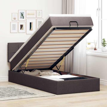 vidaXL Bed poef met matras en LEDs 90x200 cm stof, 90 cm, Eenpersoons, Verzenden, Nieuw