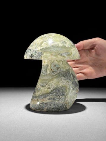 Geen veilingreserve - Handgesneden onyx paddenstoelbeeld -, Antiek en Kunst