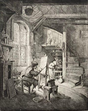 Adriaen Van Ostade (1610-1685) - Il pittore nel suo studio